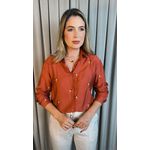 Camisa Feminina Manga Longa Bordada - Cod: 219 - Terracota