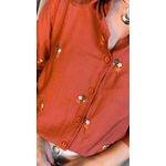 Camisa Feminina Manga Longa Bordada - Cod: 219 - Terracota