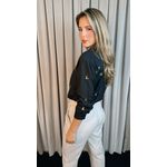 Camisa Feminina Manga Longa Bordada - Cod: 219 - Preto