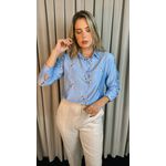 Camisa Feminina Manga Longa Bordada - Cod: 219 - Azul