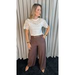 T-Shirt Feminina Bordada Flores Elegância e Delicadeza - Off White - Cod 237