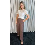 T-Shirt Feminina Bordada Flores Elegância e Delicadeza - Off White - Cod 237