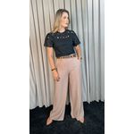 T-Shirt Feminina Bordada Flores Elegância e Delicadeza - Preto - Cod 237