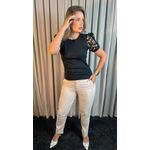 T-shirt Feminina Com Detalhe Na Manga Guipir - Preto - Cod 226