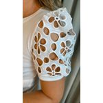 T-shirt Feminina Com Detalhe Na Manga Guipir - Branca - Cod 226