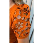 T-shirt Feminina Com Detalhe Na Manga Guipir - Terracota - Cod 226
