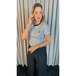 T-shirt Feminina Listrada Delicada - Preta - Cod 221