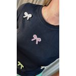 T-shirt Feminina Bordada Laço - Preta - Cod 227