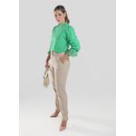 Calça Feminina Em Linho Bege - 