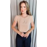 Blusa Feminina Poa Manguinha - Nude - Cod 528