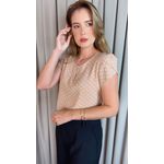 Blusa Feminina Poa Manguinha - Nude - Cod 528