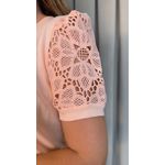 T-shirt Feminina Manga Bordada - Coral - Cod 553