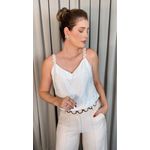 Blusa Feminina Regata Bordada - Branca - Cod 539