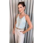 Blusa Feminina Regata Bordada - Verde Menta - Cod 539