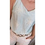 Blusa Feminina Regata Bordada - Verde Menta - Cod 539