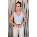 Blusa Feminina Regata Bordada - Azul - Cod 539