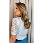 T-shirt Feminina Manga Bordada - Branca - Cod 553