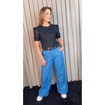 T-shirt Feminina Manga Bordada - Preto - Cod 553