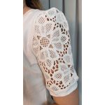 T-shirt Feminina Manga Bordada - Off White - Cod 553