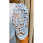 T-shirt Feminina Manga Bordada - Azul - Cod 553