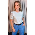T-shirt Feminina Manga Bordada - Verde - Cod 553