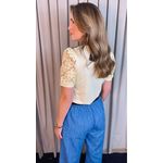 T-shirt Feminina Manga Bordada - Amarela - Cod 553