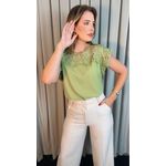 Blusa Feminina Bordada Delicada - Verde - Cod 538