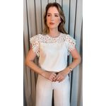 Blusa Feminina Bordada Delicada - Off White - Cod 538