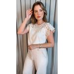 Blusa Feminina Bordada Delicada - Off White - Cod 538