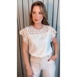 Blusa Feminina Bordada Delicada - Off White - Cod 538