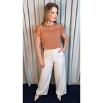 Blusa Feminina Bordada Delicada - Marrom - Cod 538
