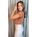Blusa Feminina Bordada Delicada - Marrom - Cod 538