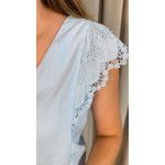 Blusa Feminina Bordada Delicada Regata - Azul - Cod 556