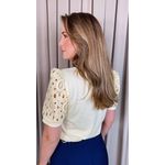 T-shirt Feminina Com Detalhe Na Manga Bordada - Amarela - Cod 542