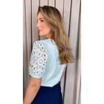 T-shirt Feminina Com Detalhe Na Manga Bordada - Verde - Cod 542