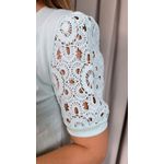 T-shirt Feminina Com Detalhe Na Manga Bordada - Verde - Cod 542