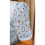 T-shirt Feminina Com Detalhe Na Manga Bordada - Azul - Cod 542