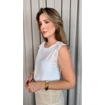 Blusa Feminina Regata Delicada Bordada - Branca - Cod 540