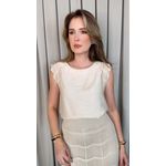Blusa Feminina Regata Delicada Bordada - Off White - Cod 540