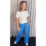 T-shirt Feminina Com Detalhe Florzinha - Off White - Cod 537