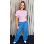 T-shirt Feminina Com Detalhe Florzinha - Rosa - Cod 537