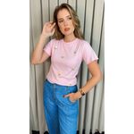 T-shirt Feminina Com Detalhe Florzinha - Rosa - Cod 537