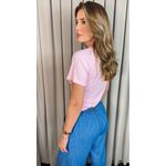 T-shirt Feminina Com Detalhe Florzinha - Rosa - Cod 537
