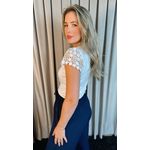 T-shirt Feminina Manga Bordado Cod 524 - Branca