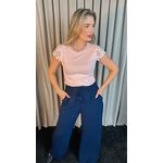 T-shirt Feminina Manga Bordado Cod- 524 - Rosa