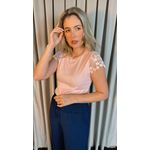 T-shirt Feminina Manga Bordado Cod- 524 - Rosa