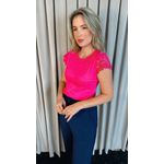 T-shirt Feminina Manga Bordado Cod- 524 - Pink