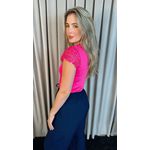 T-shirt Feminina Manga Bordado Cod- 524 - Pink