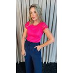 T-shirt Feminina Manga Bordado Cod- 524 - Pink