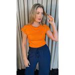 T-shirt Feminina Manga Bordado Cod- 524 - Laranja